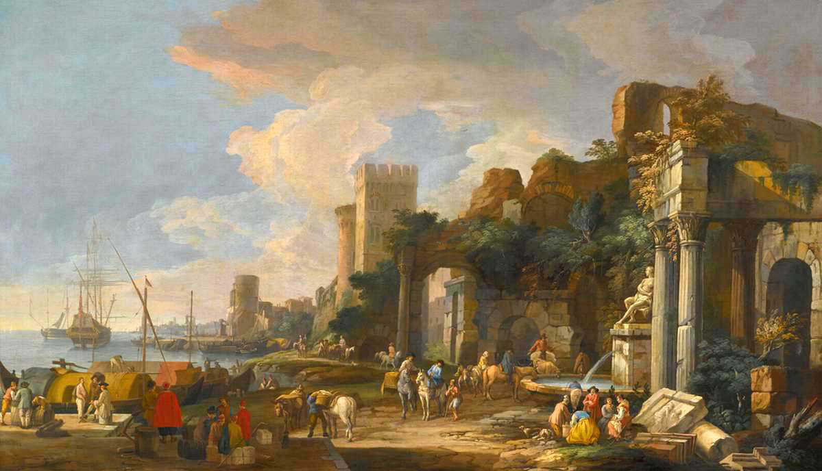 capriccio view of a mediterranean port